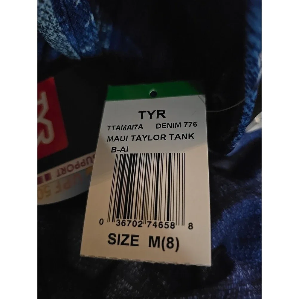 TYR Women's Maui Taylor Active Tank Tankini Top - Denim Blue Size: M New